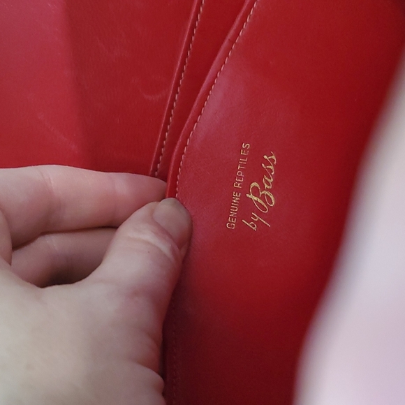 🌟Final🌟 RARE 1940s Bass Python Snakeskin Genuine Reptiles Red Quilted Satchel. - Picture 4 of 16